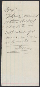Sacco-Vanzetti Case Records, 1920-1928. Defense Papers. Correspondence to Moore from Doyle, Thomas, n.d. Box 10, Folder 60, Harvard Law School Library, Historical & Special Collections