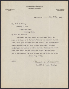 Sacco-Vanzetti Case Records, 1920-1928. Defense Papers. Correspondence to Moore from Elliott, Daniel L., June 20, 1922. Box 10, Folder 61, Harvard Law School Library, Historical & Special Collections
