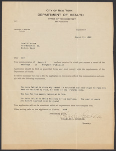 Sacco-Vanzetti Case Records, 1920-1928. Defense Papers. Correspondence to Moore from Kohler, Charles L., March 11, 1922. Box 10, Folder 67, Harvard Law School Library, Historical & Special Collections