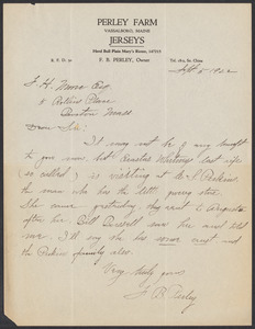 Sacco-Vanzetti Case Records, 1920-1928. Defense Papers. Correspondence to Moore from Perley, F.B., 1922-1923. Box 10, Folder 72, Harvard Law School Library, Historical & Special Collections