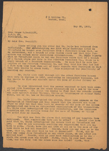 Sacco-Vanzetti Case Records, 1920-1928. Defense Papers. Correspondence to Moore from Rackliff, Grace M., 1922-1923. Box 10, Folder 75, Harvard Law School Library, Historical & Special Collections
