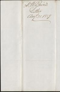 Albert W. Paine to W. A. Harrington, 31 August 1859