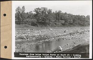 Panorama from below Outlet Works at Shaft #1, looking northeasterly, Wachusett Reservoir, West Boylston, Mass., Sep. 15, 1941