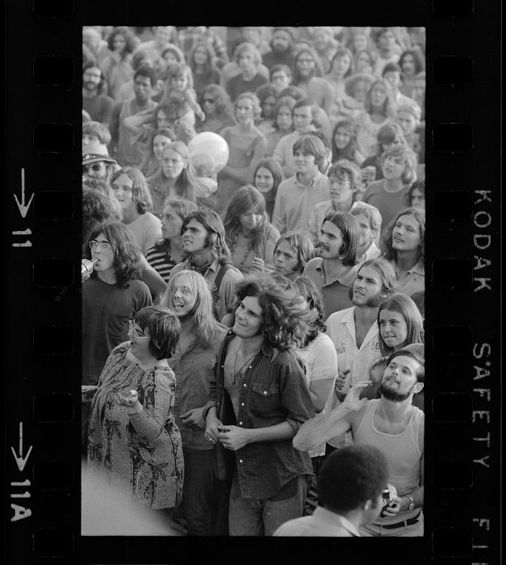 Audience at outdoor summer rock concert, Boston Common