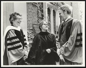 At Wellesley College Commencement. l to r. - Ruth M. Adams - President of Wellesley. Phyllis J. Fleming - Dean of College. David R. Ferry - Poet