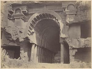 Exterior view of Buddhist Chaitya Hall (Cave XII), Bhaja Caves, Pune District