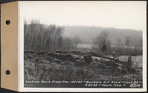 Contract No. 82, Constructing Quabbin Hill Road, Ware, looking back from Sta. 140+25, Ware, Mass., Apr. 25, 1939