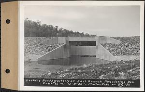 Contract No. 66, Regulating Dams, Middle Branch (New Salem), and East Branch of the Swift River, Hardwick and Petersham (formerly Dana), looking northwesterly at east branch regulating dam, Hardwick, Mass., Oct. 9, 1939