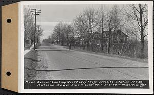Contract No. 70, WPA Sewer Construction, Rutland, Maple Avenue, looking northerly from opposite Sta. 17+50, Rutland Sewer Line, Rutland, Mass., May 9, 1940