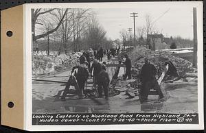 Contract No. 71, WPA Sewer Construction, Holden, looking easterly on Woodland Road from Highland Street, Holden Sewer, Holden, Mass., Mar. 26, 1940