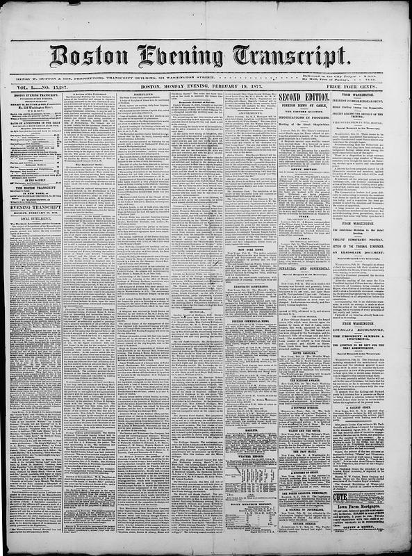 Boston Evening Transcript. February 19, 1877 - Digital Commonwealth