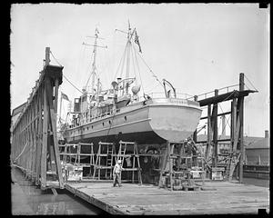 US Coast Guard ship, "Jackson", in dry dock