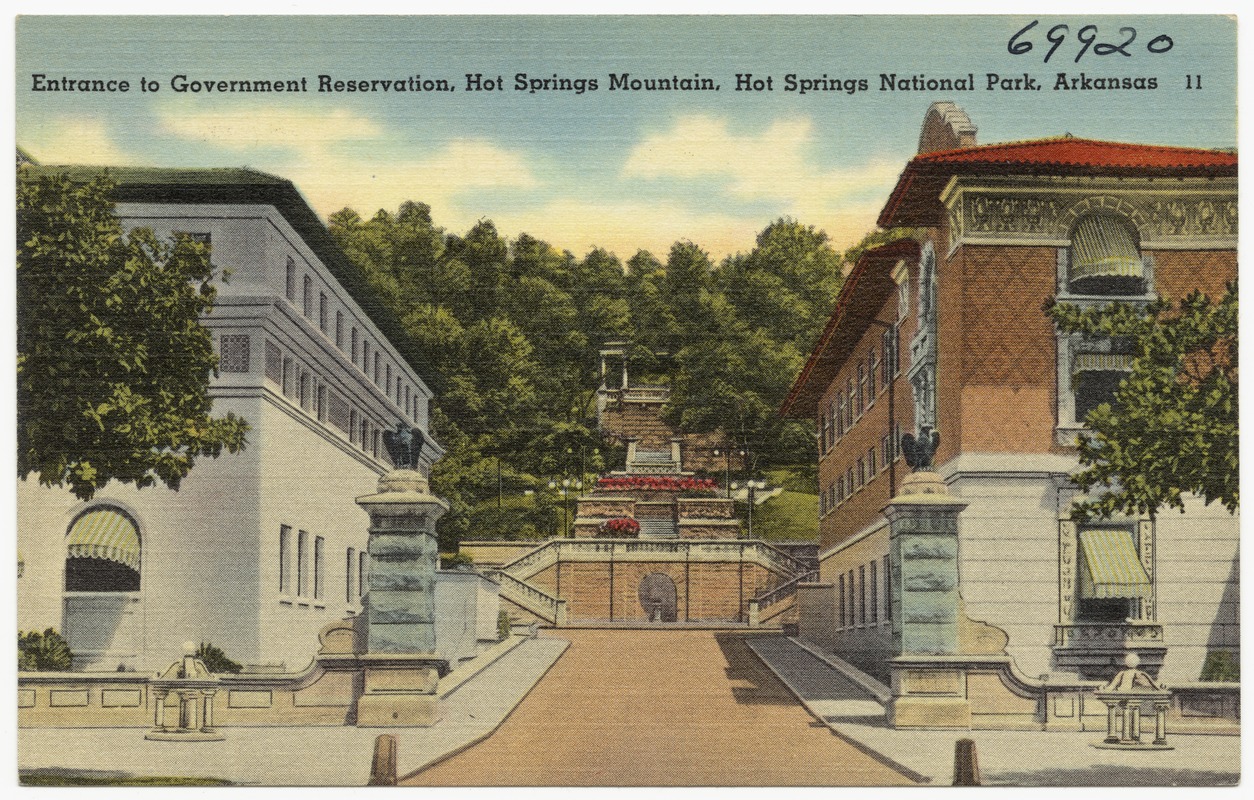Entrance to government reservation, Hot Springs Mountain, Hot Springs National Park, Arkansas