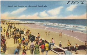 Beach and boardwalk, Savannah Beach, Ga.
