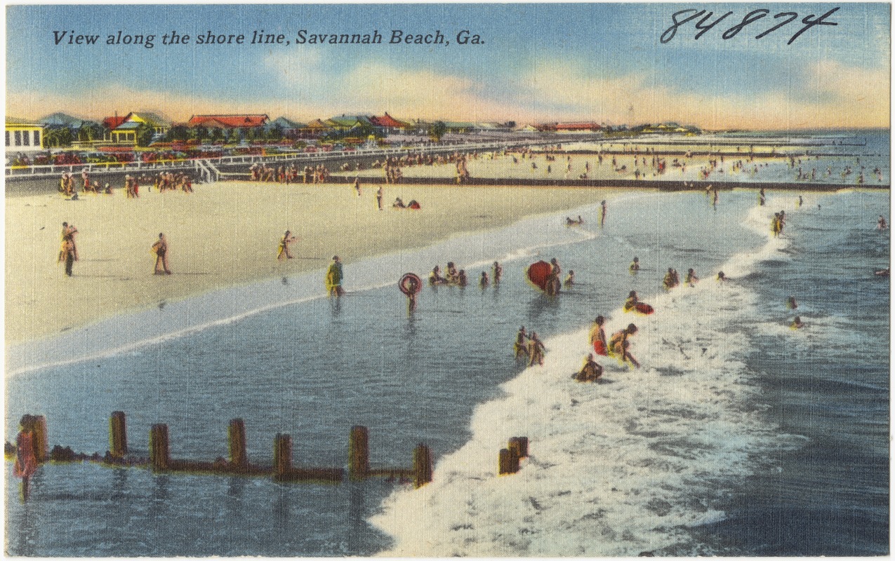 View along the shoreline, Savannah Beach, Ga.