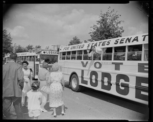 George C. Lodge hanging out of the bus window