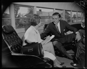 George C. Lodge talking with a reporter/interviewer