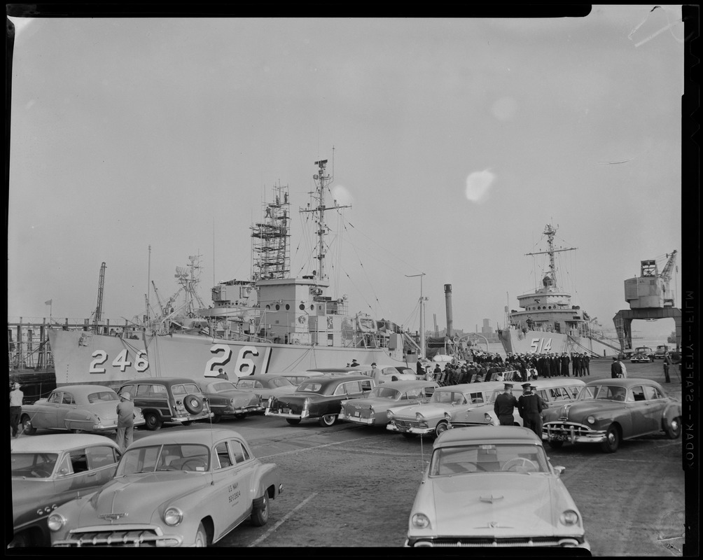 Crowd gathered in front of ships to hear Mohammed Ali, Ambassador of Pakistan