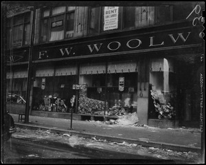 Aftermath of debris outside of F. W. Woolworth