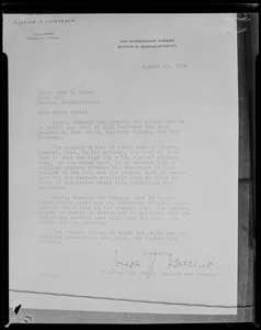 Photo of the letter from Attorney Joseph J. Gottlieb to Mayor John B. Hynes about the purchase of the land