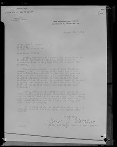 Photo of the letter from Attorney Joseph J. Gottlieb to Mayer John B. Hynes about the purchase of the land