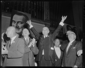 Senator Lyndon B. Johnson of Texas, Democratic vice presidential candidate in Boston campaigning
