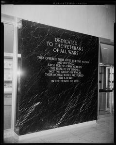 Plaque wall dedicated to the veterans of all wars in the War Memorial Building