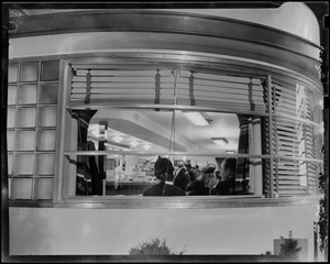 View of diners inside Howard Johnson's