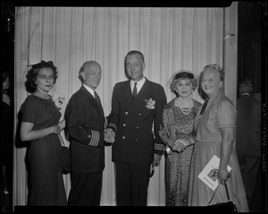 Comdr. Munroe and his wife, Carolota Supulveda Chapman, with another officer and two guests of the Charles F. Adams missile ship commissioning