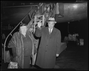 Governor Dever and his sister Marie, waving to cameras