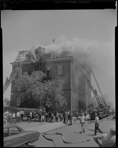 Smoke billowing out of Norcross Elementary School, South Boston