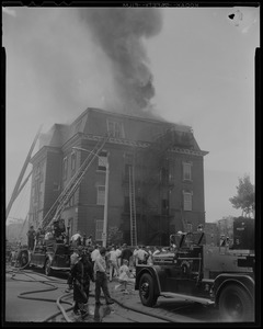 Side view of Norcross Elementary School with smoke