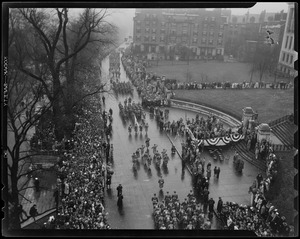 Parade procession for General Eisenhower on Beacon Street in front of the Massachusetts State House