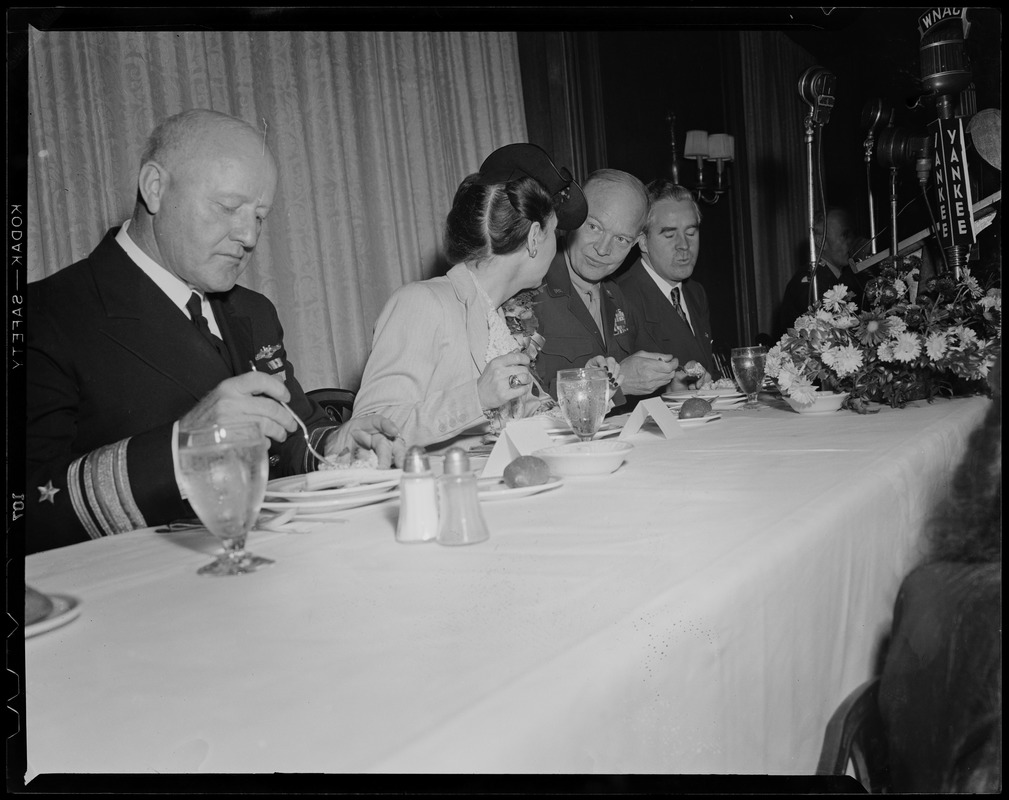 General Eisenhower eating at the Boston University dinner