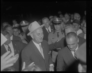 President Johnson walking through the crowd