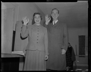 Christian A. Herter, Jr. and his wife Suzanne posing after voting