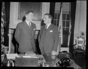 Governor of Massachusetts Robert F. Bradford standing next to Governor of New York Thomas E. Dewey