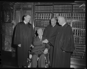 Judge Edmond V. Keville, Judge Robert Gardner Wilson Sr., and Judge J.V. Mahoney with New Court Registrar John F. Collins