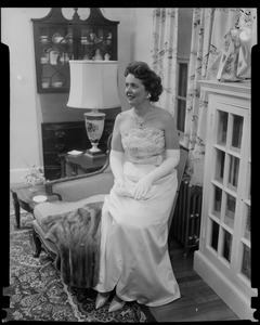 Mrs. John F. Collins in ball gown for the inauguration