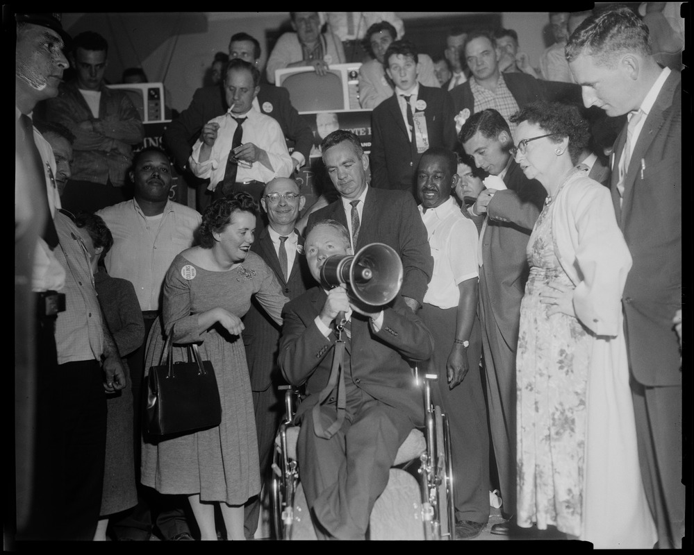 John F. Collins and campaign workers after the preliminary elections