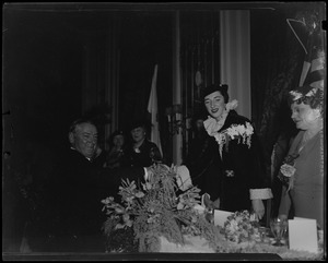 Mary Curley and Governor James M. Curley at table during Inaugural Ball
