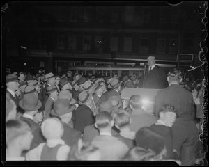 James M. Curley addressing the crowd during a last minute campaigning event