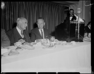 Edward R. Mitton, President Jordan Marsh Co. and Lewis Gruber Chairman of the Board, P. Lorillard Co., at the Statler Hotel