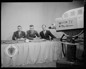 Foster Furcolo and Christian A. Herter, Jr. during a TV debate with Dr. Kenneth Galbraith