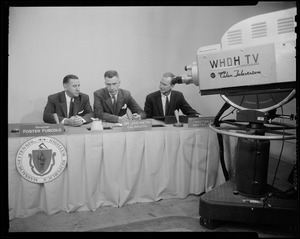 Foster Furcolo and Christian A. Herter, Jr. during a TV debate with Dr. Kenneth Galbraith