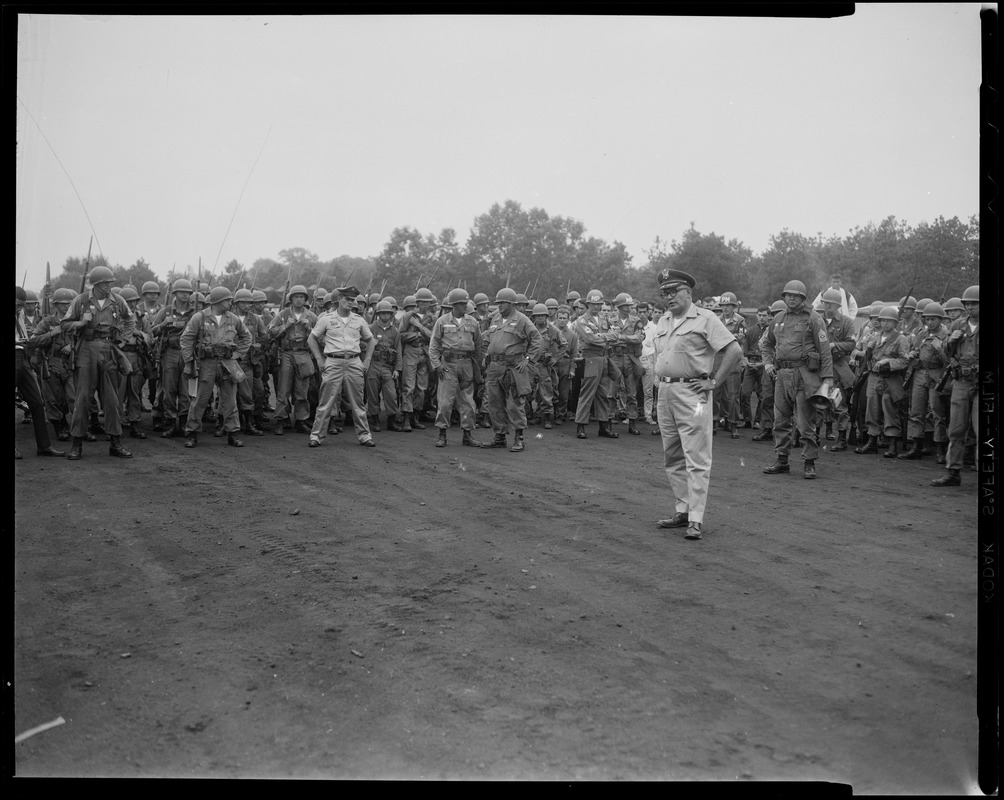 Guards receiving instructions for the Springfield Negro Demonstration