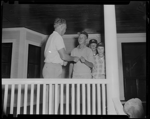 Leopold III with three young boys on a porch