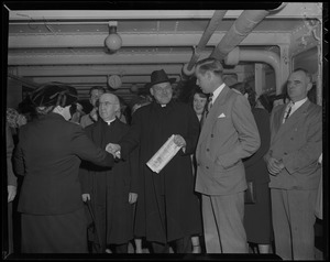 Cardinal Cushing meeting with people before the pilgrimage
