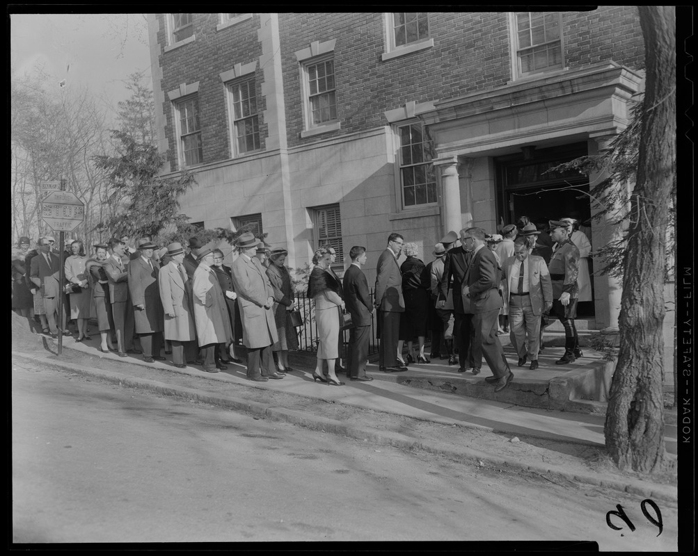 Line of people waiting to pay their respects to former Governor Paul Dever