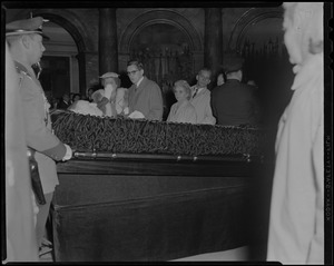 Mourners in the Hall of Flags for James M. Curley's wake